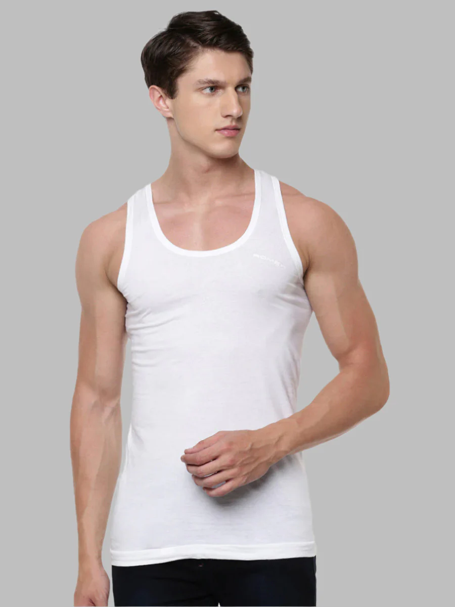 100 % Combed Cotton White Vest RN Value Pack - Image 2