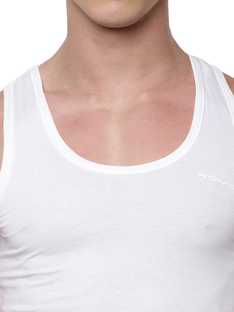 100 % Combed Cotton White Vest RN Value Pack - Image 5