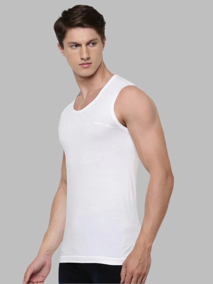 100 % Combed Cotton White Vest RNBS Romex (Pack of 2) - Image 2