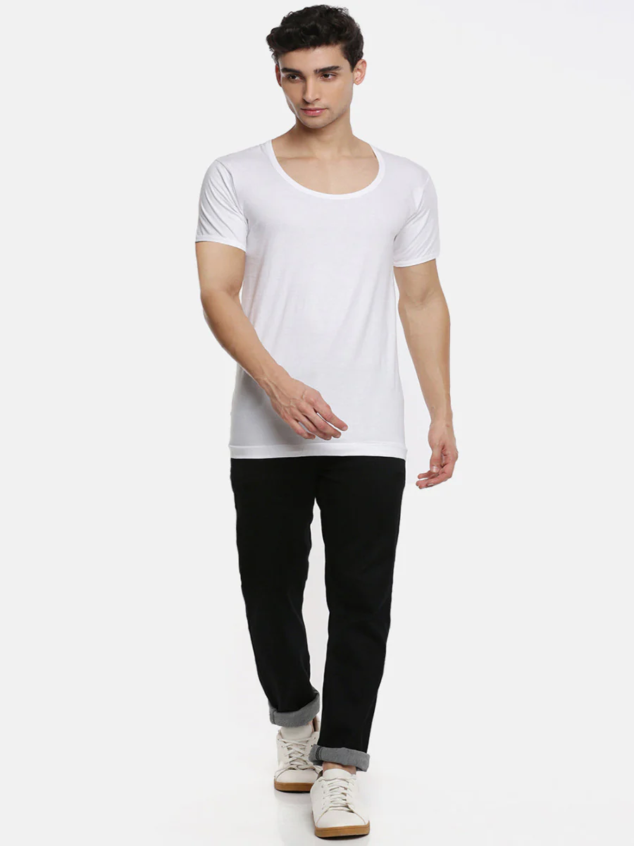100% Combed Cotton White Vest RNS Acoste (Pack of 2) - Image 5