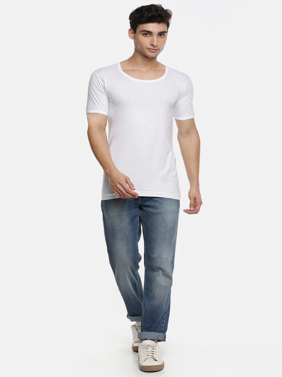 100 % Combed Cotton White Vest RNS Romex (Pack of 2) - Image 5