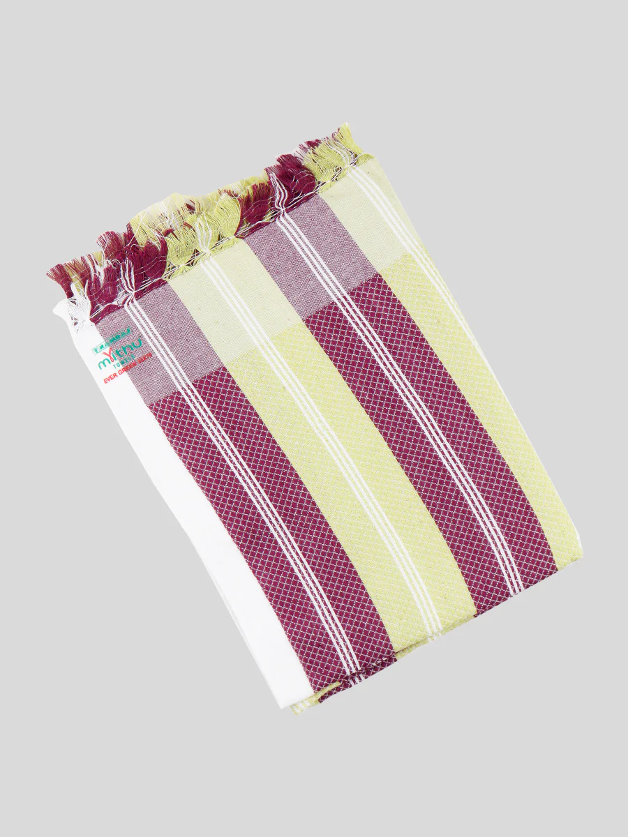 100% Cotton Assorted Colour Checked Bath Towel Evergreen SPL (Pack of 2) - Image 12