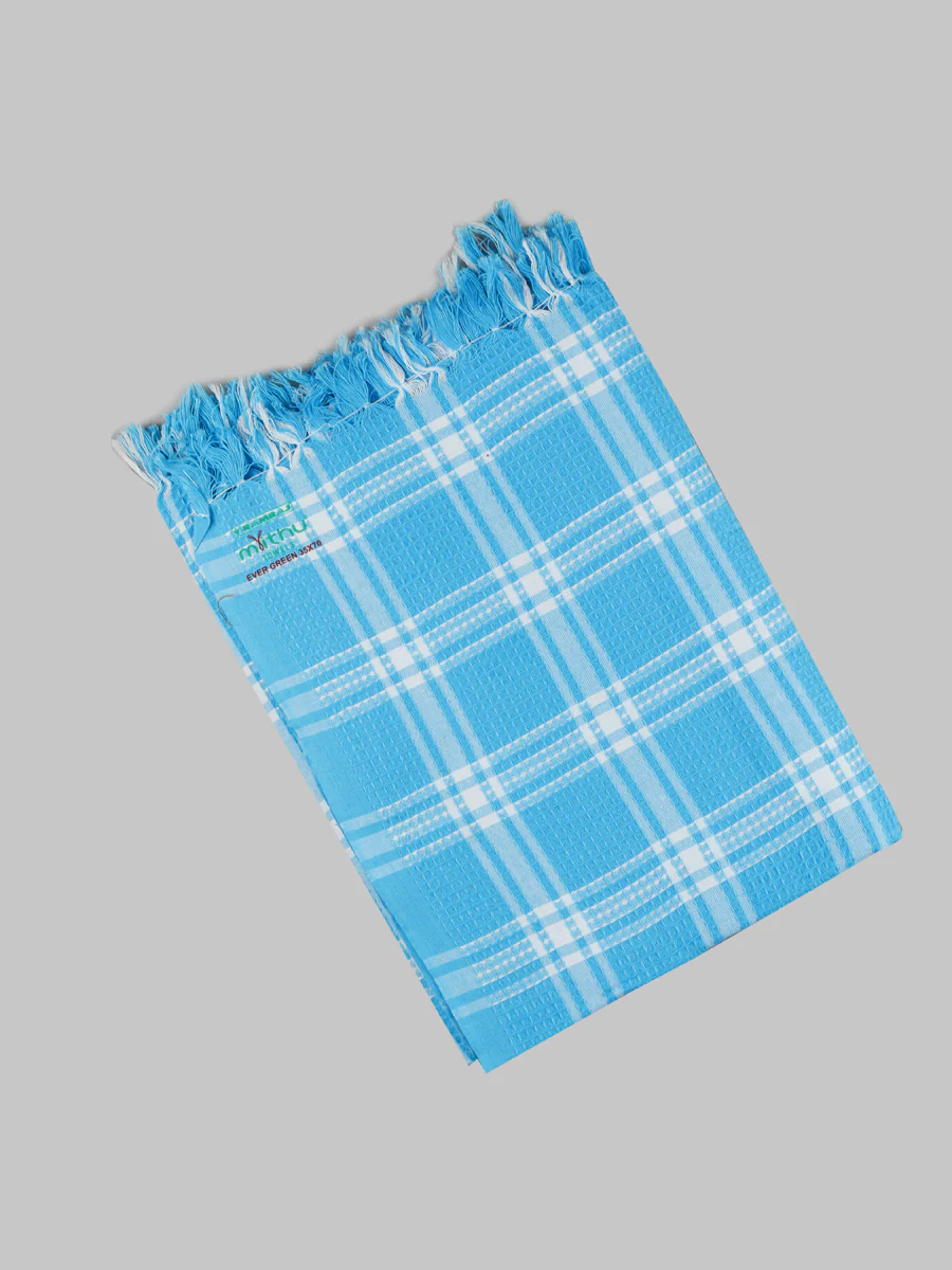 100% Cotton Assorted Colour Checked Bath Towel Evergreen SPL (Pack of 2) - Image 5