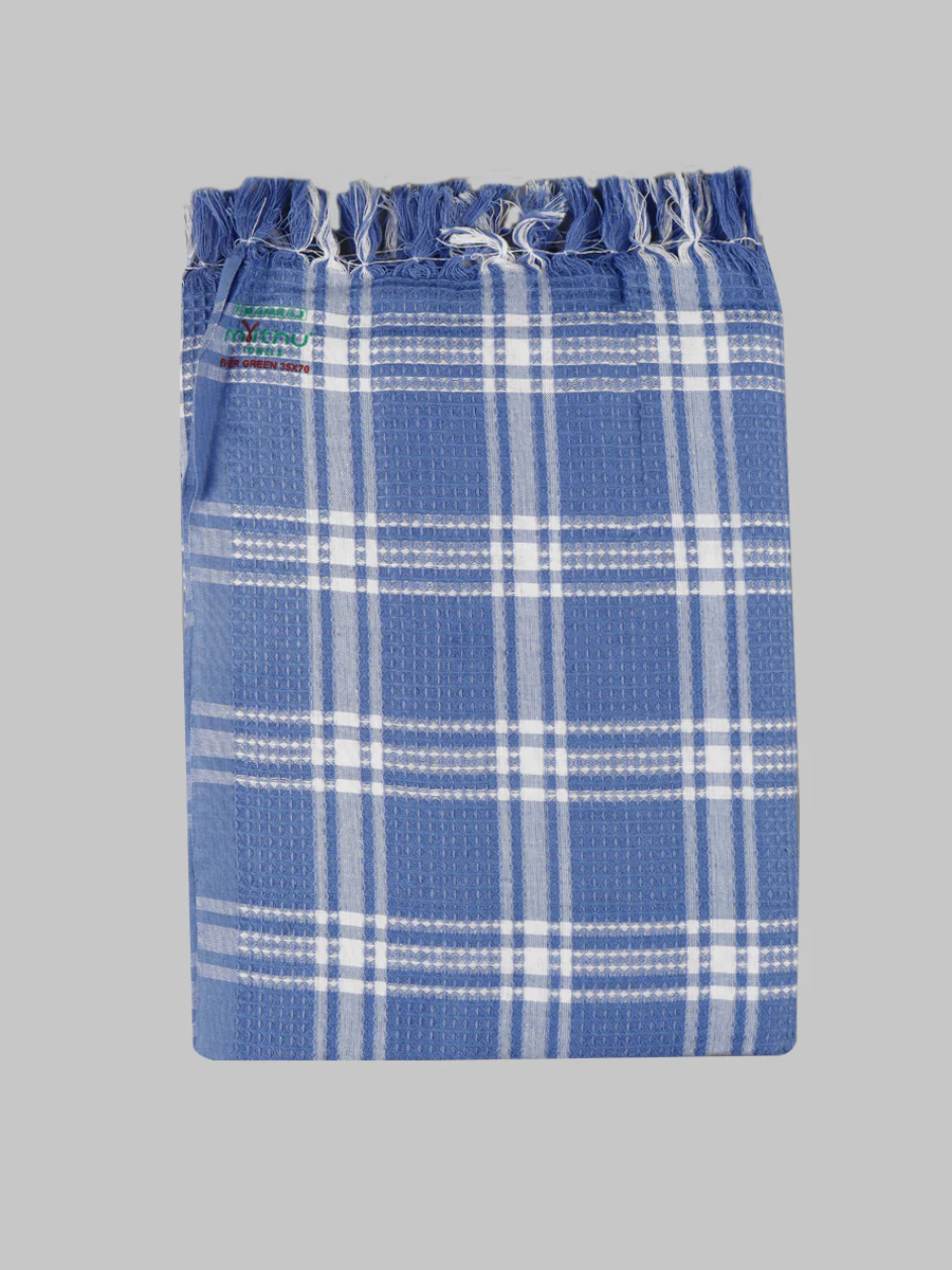 100% Cotton Assorted Colour Checked Bath Towel Evergreen SPL (Pack of 2) - Image 6