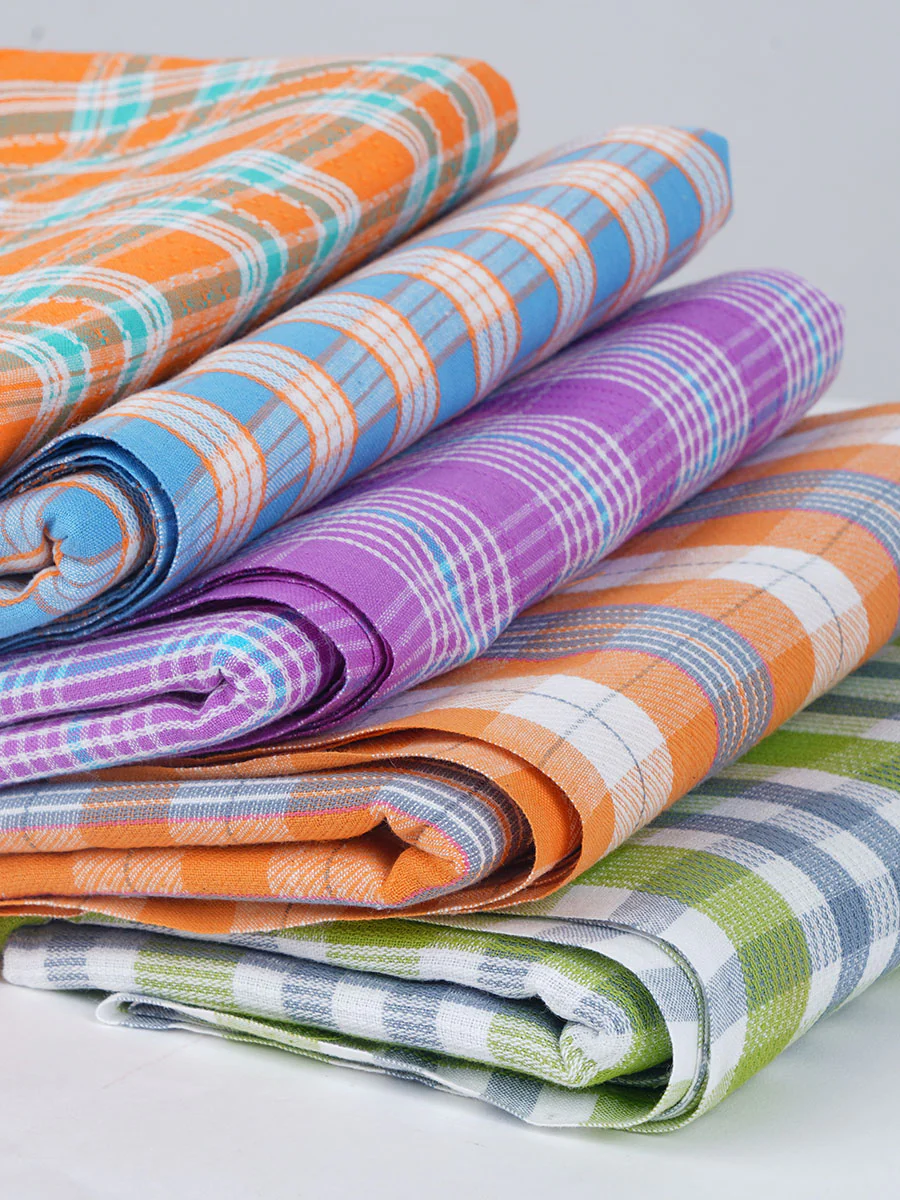 100% Cotton Assorted Colour Checked Bath Towel Evergreen SPL (Pack of 2) - Image 8