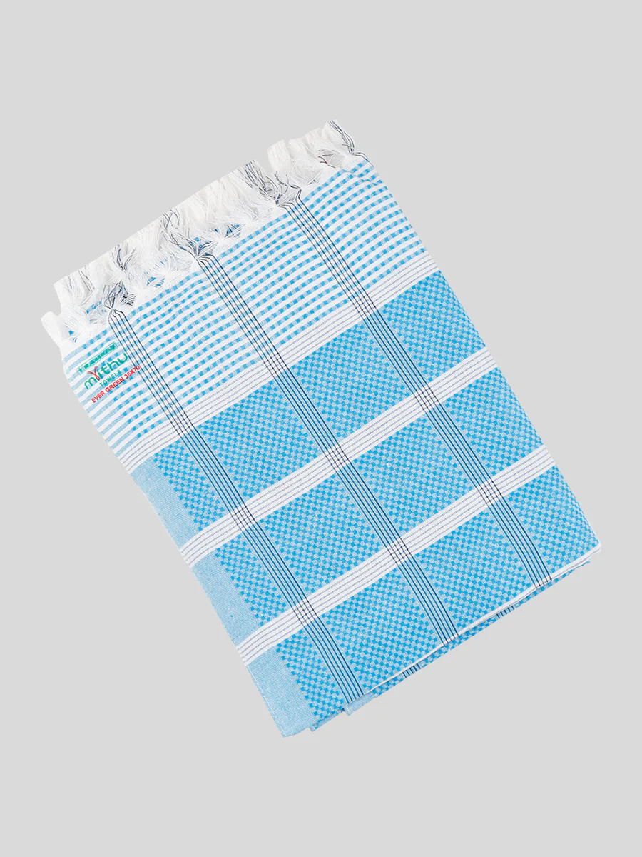 100% Cotton Assorted Colour Checked Bath Towel Evergreen SPL (Pack of 2) - Image 9