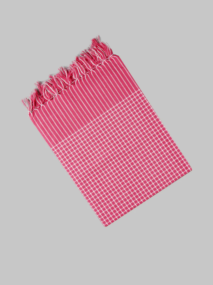 100% Cotton Assorted Colour Checked Bath Towel Hero (Pack of 2) - Image 4