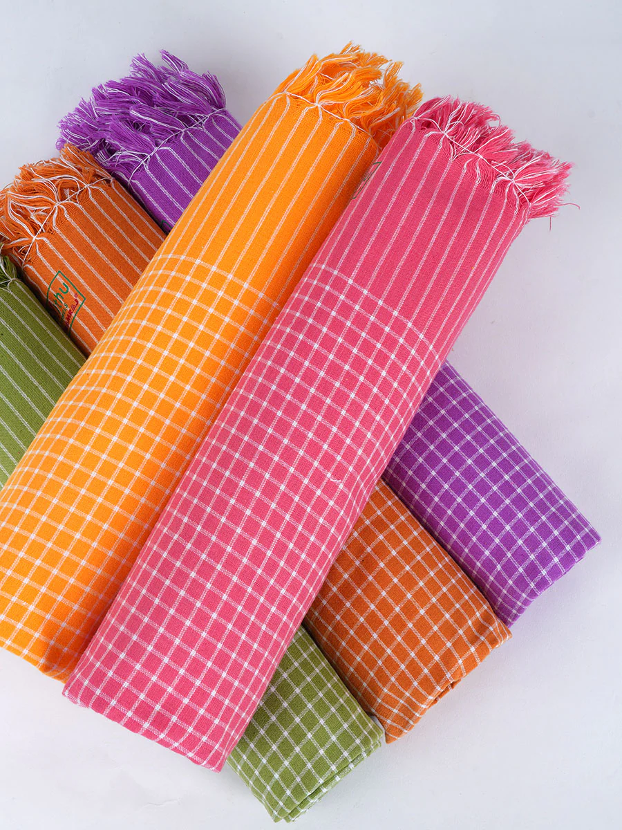 100% Cotton Assorted Colour Checked Bath Towel Hero (Pack of 2) - Image 8