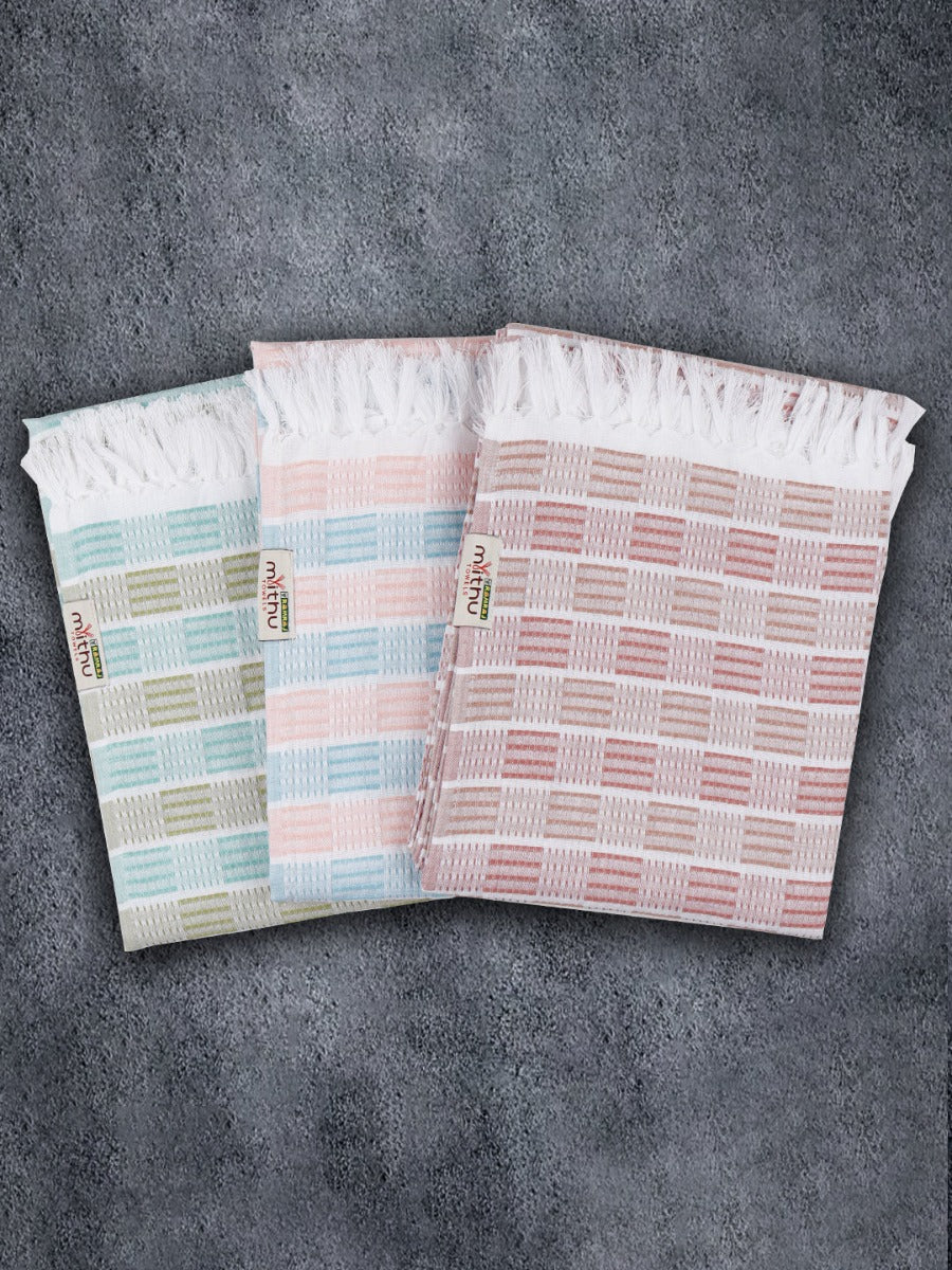 100% Cotton Checked Bath Towel Signature Pack of 2 1108 - Image 2