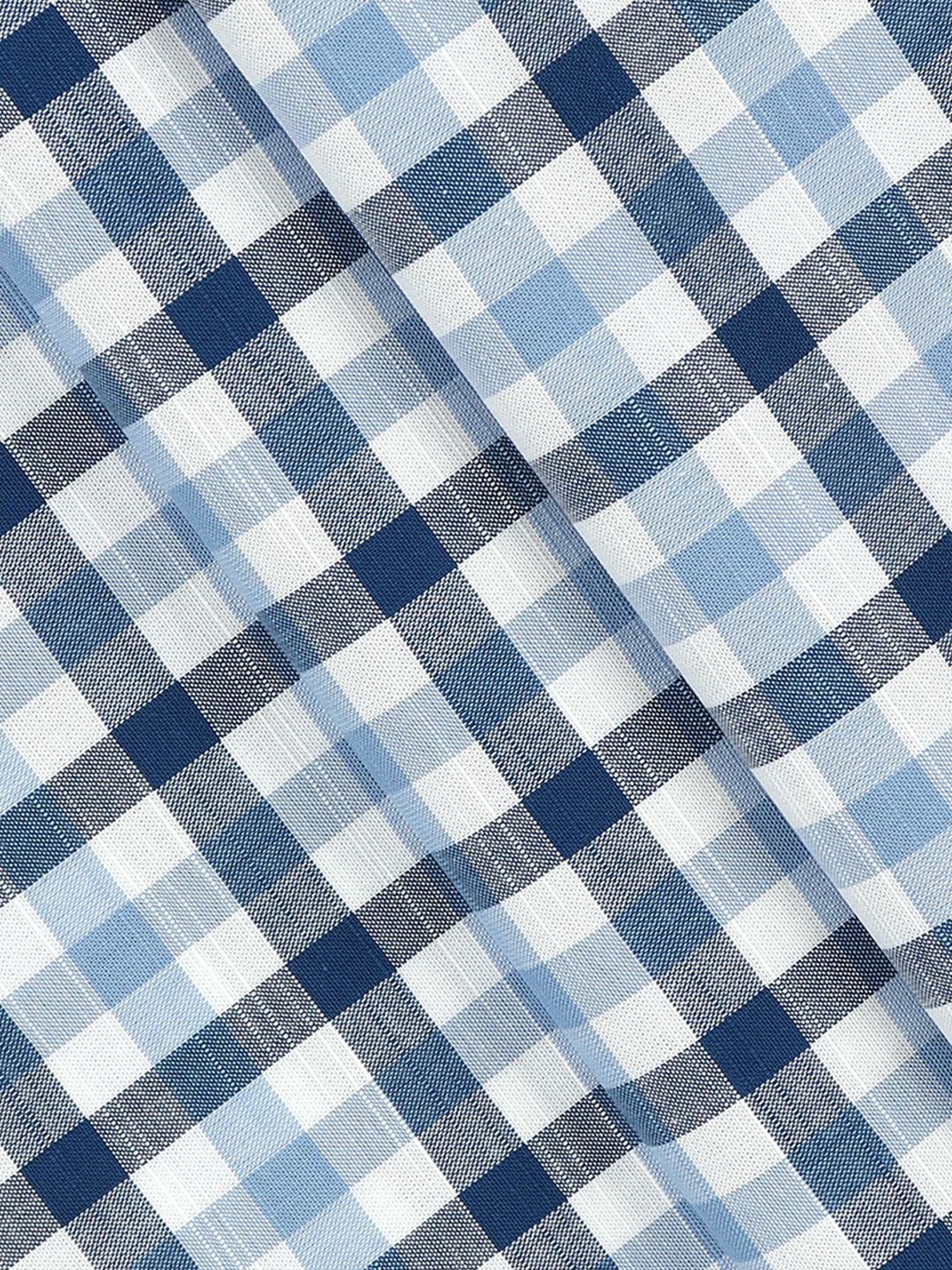 100%Cotton Checks Shirt Fabric Blue Liberty - Image 2