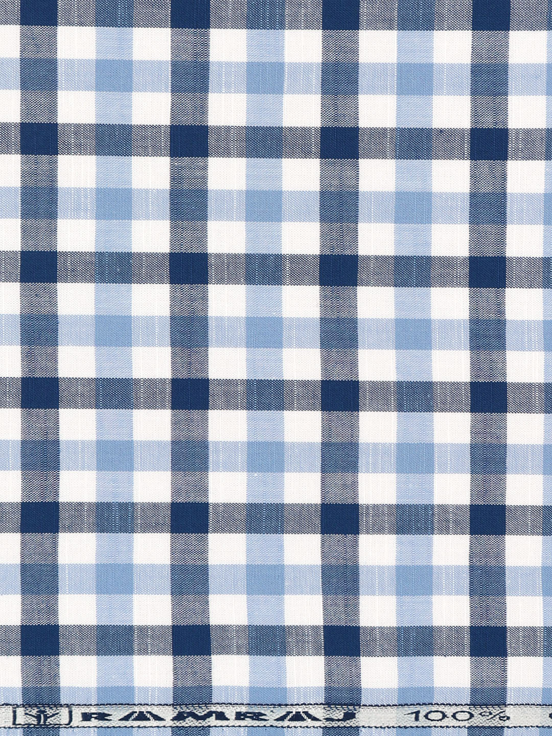 100%Cotton Checks Shirt Fabric Blue Liberty - Image 3