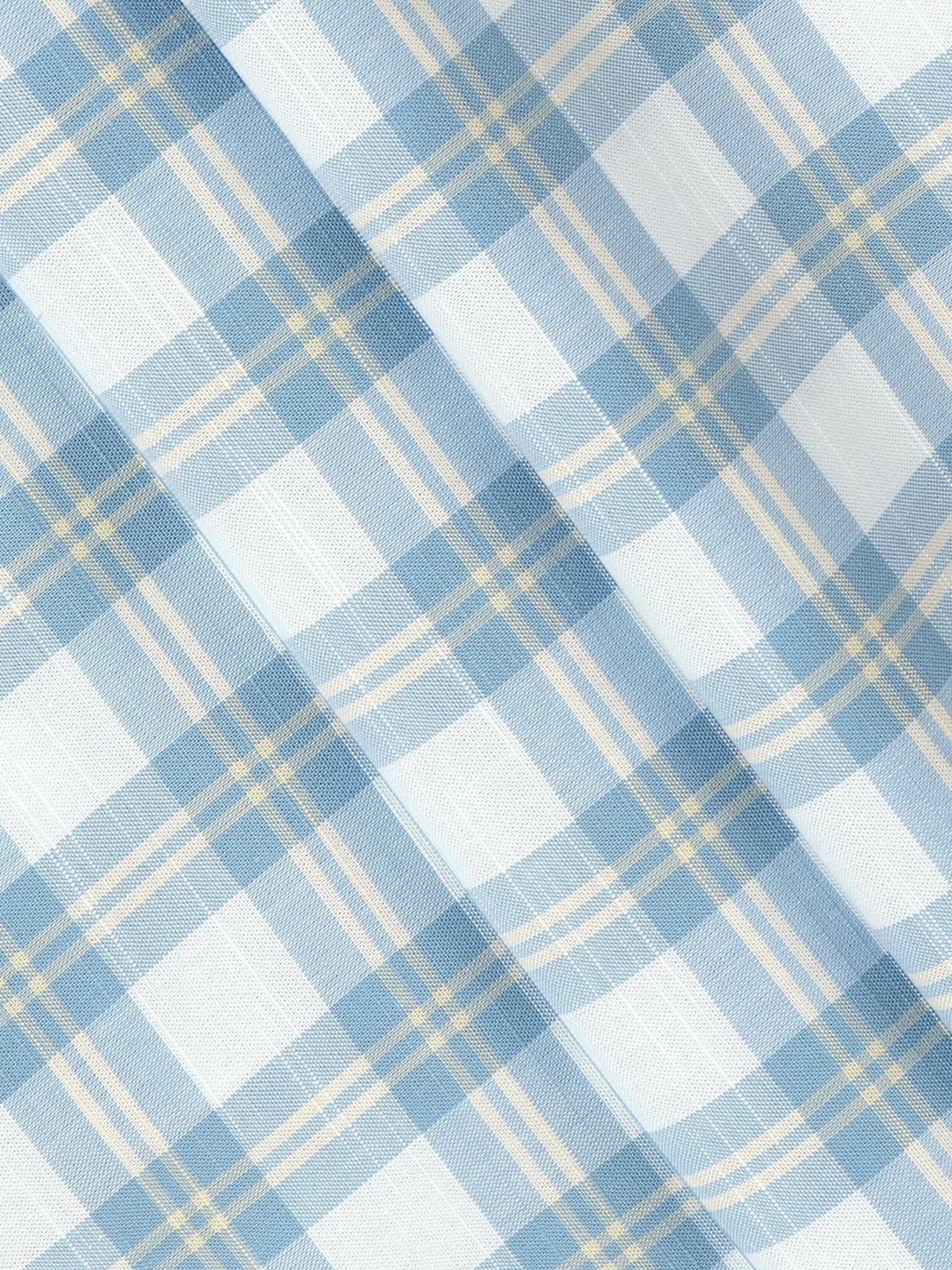 100%Cotton Checks Shirt Fabric Blue with White Liberty - Image 2
