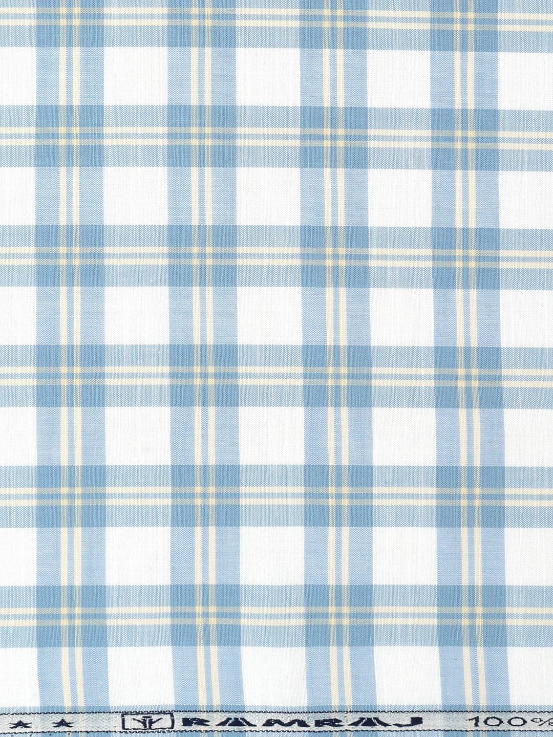 100%Cotton Checks Shirt Fabric Blue with White Liberty - Image 3