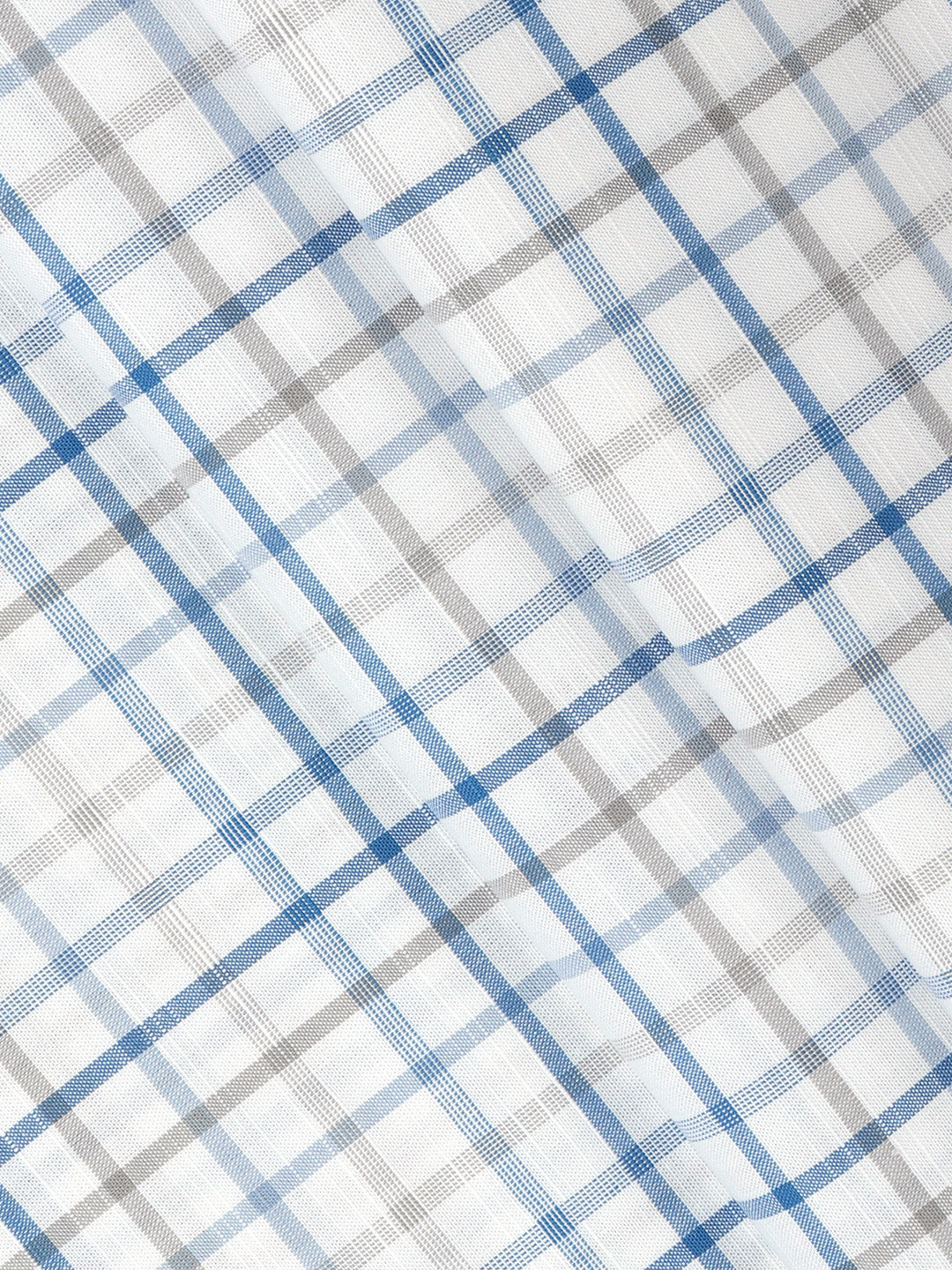 100%Cotton Checks Shirt Fabric Blue with White Liberty - Image 2