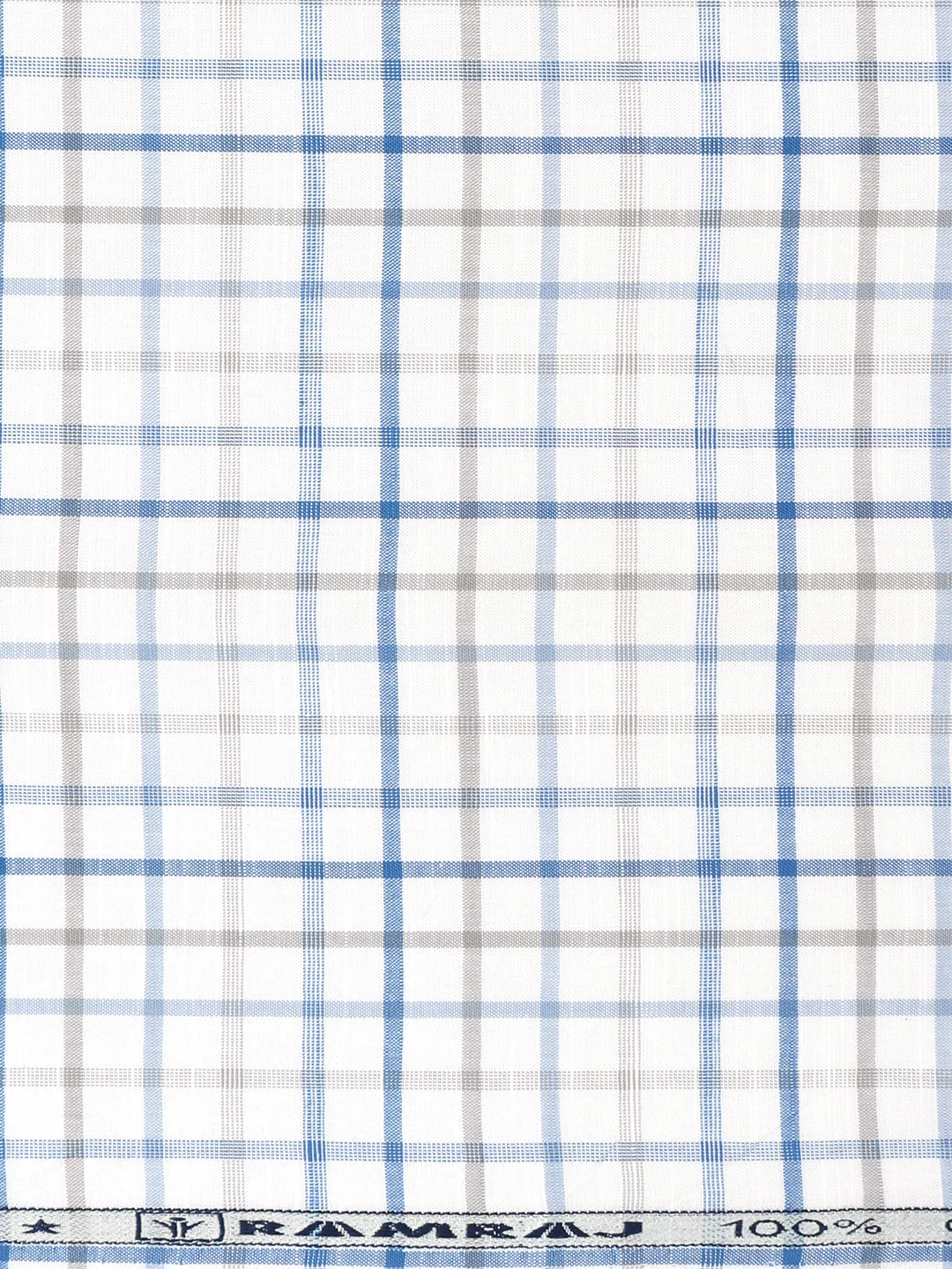 100%Cotton Checks Shirt Fabric Blue with White Liberty - Image 3