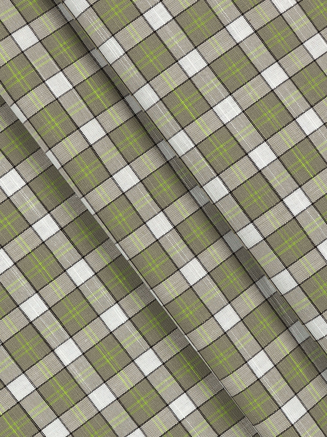 100%Cotton Checks Shirt Fabric Green Liberty Cotton - Image 2