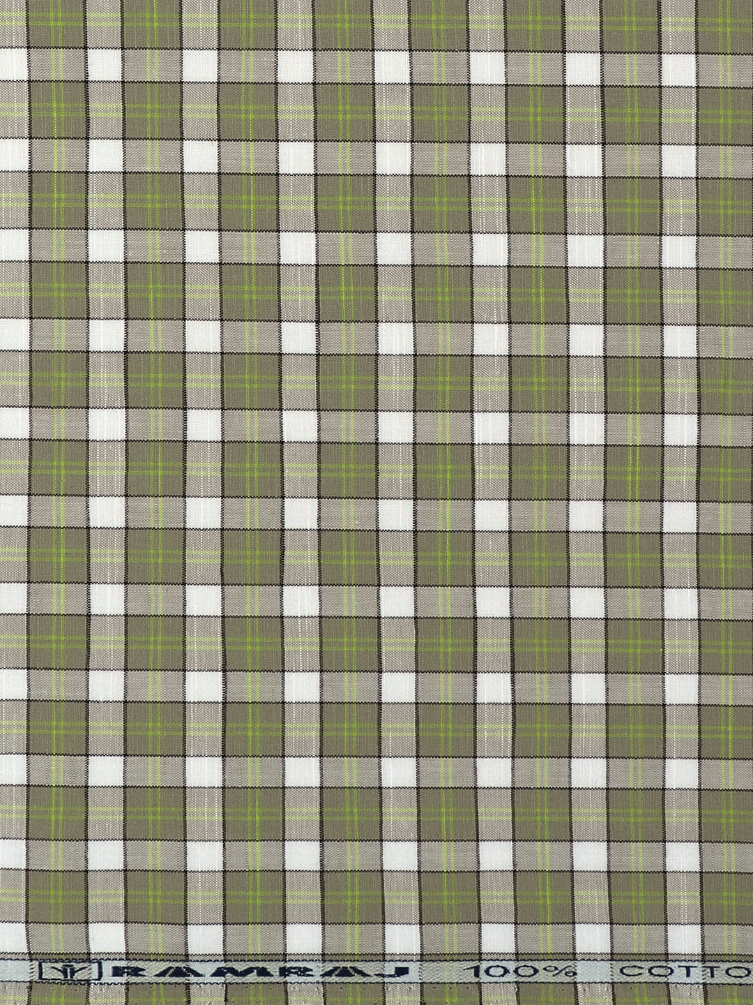 100%Cotton Checks Shirt Fabric Green Liberty Cotton - Image 3