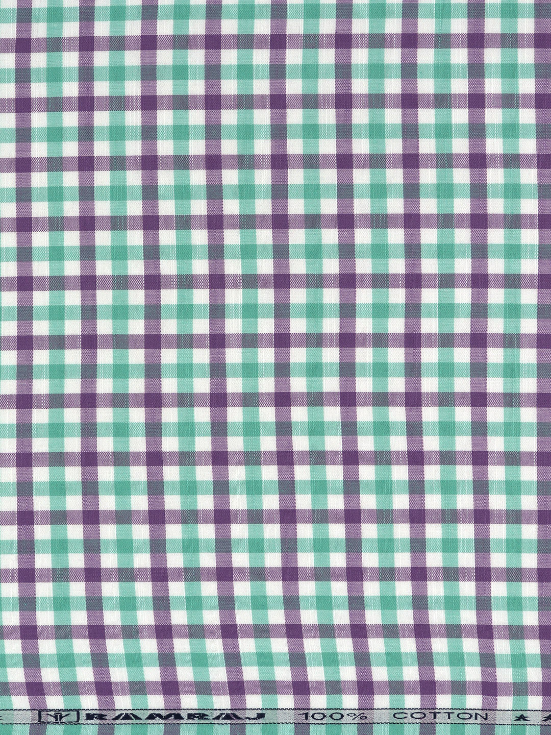 100%Cotton Checks Shirt Fabric Green with Violet Liberty - Image 3