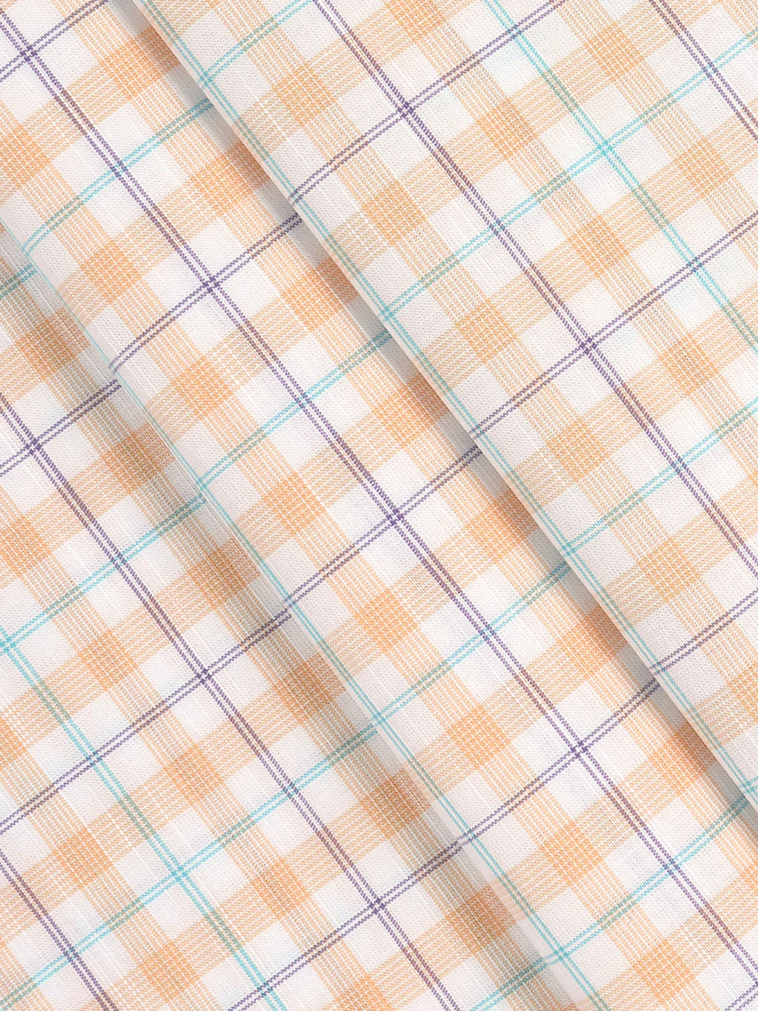 100%Cotton Checks Shirt Fabric Orange with White Liberty Cotton - Image 2