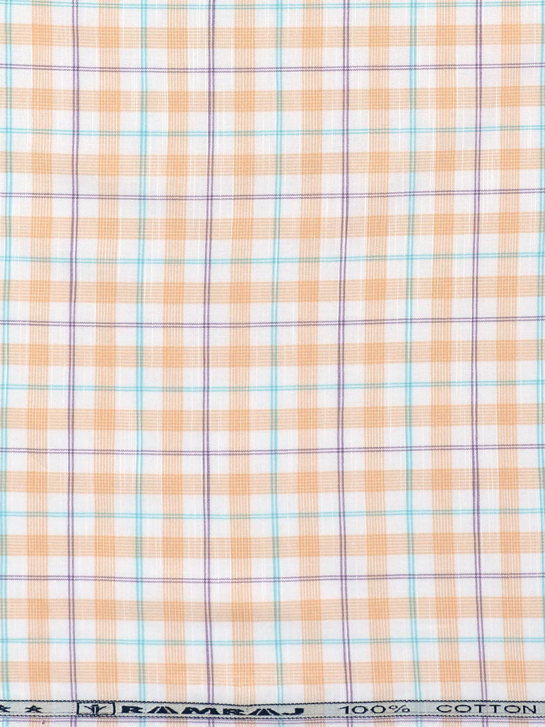 100%Cotton Checks Shirt Fabric Orange with White Liberty Cotton - Image 3