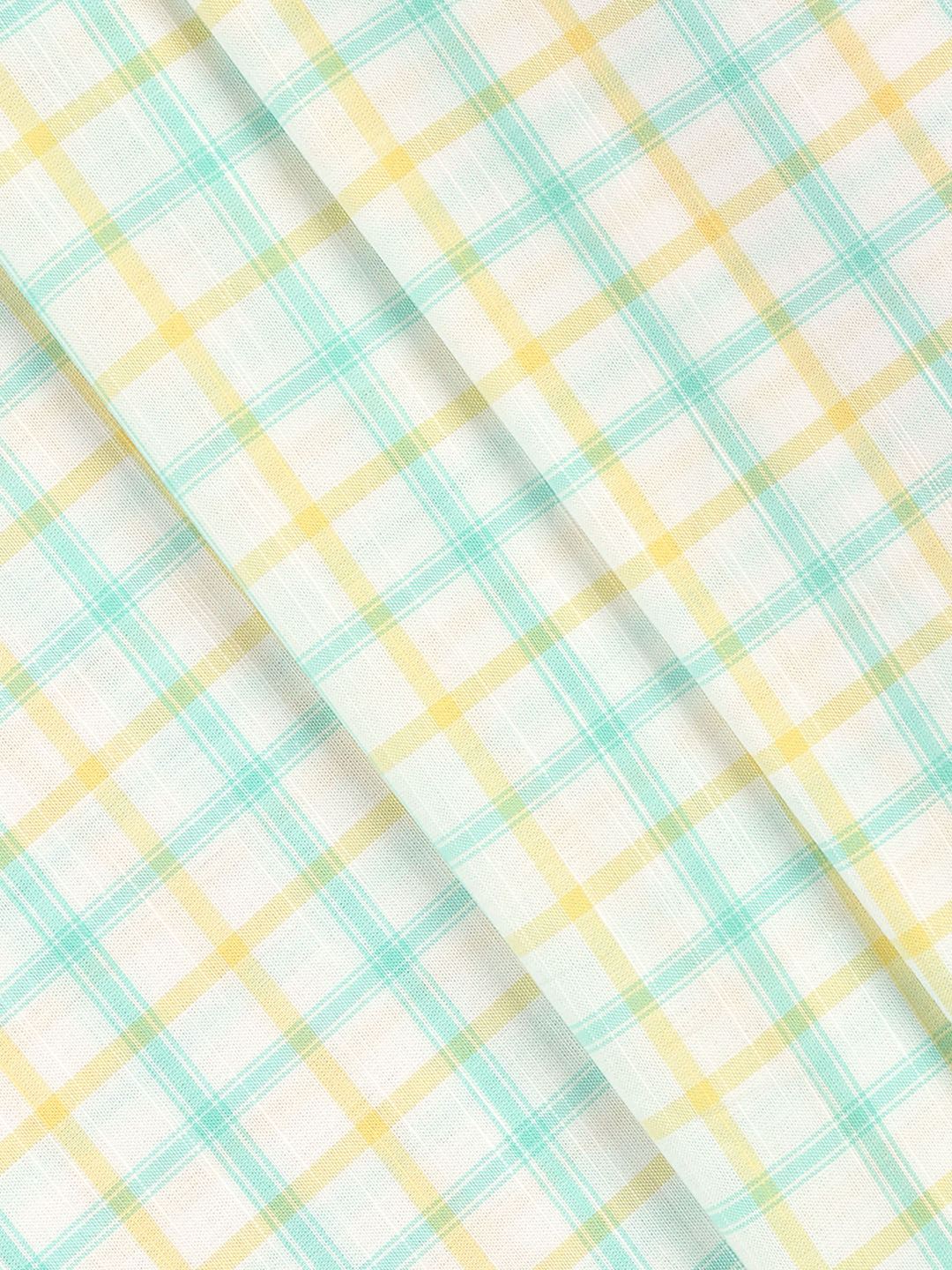 100%Cotton Checks Shirt Fabric White with Yellow Liberty Cotton - Image 2