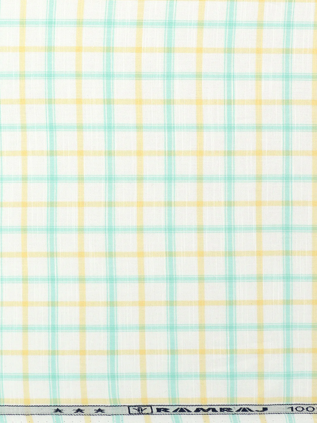 100%Cotton Checks Shirt Fabric White with Yellow Liberty Cotton - Image 3