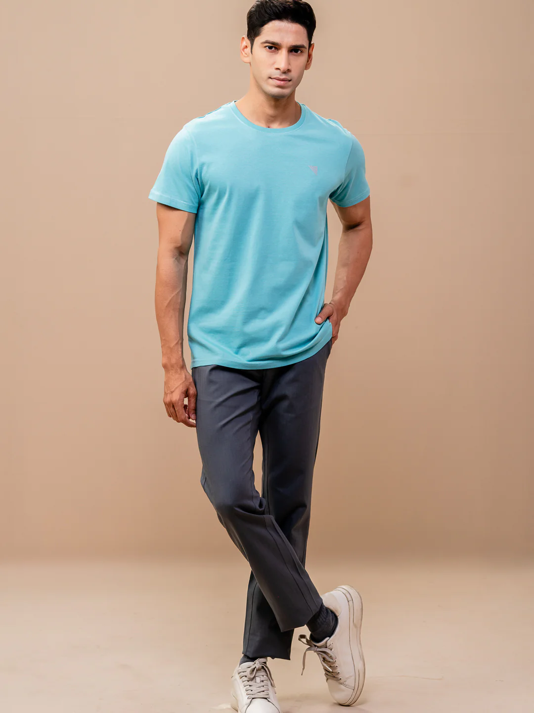 100% Cotton Crew Neck Tee Auqa - Image 2