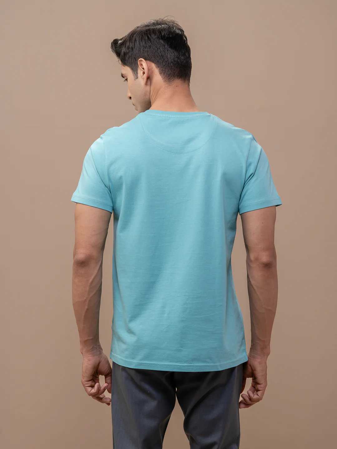 100% Cotton Crew Neck Tee Auqa - Image 4