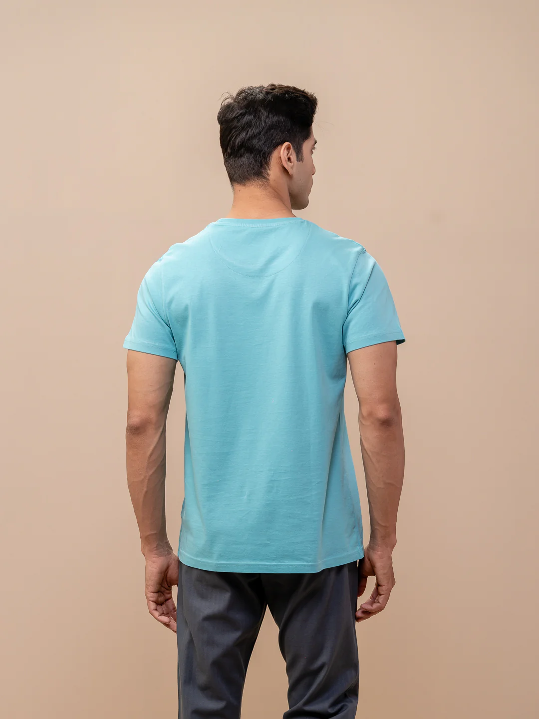 100% Cotton Crew Neck Tee Auqa - Image 5