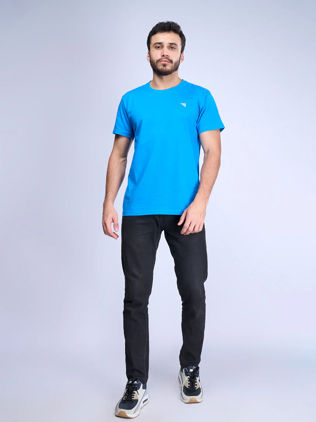 100% Cotton Crew Neck Tee Blue - Image 3