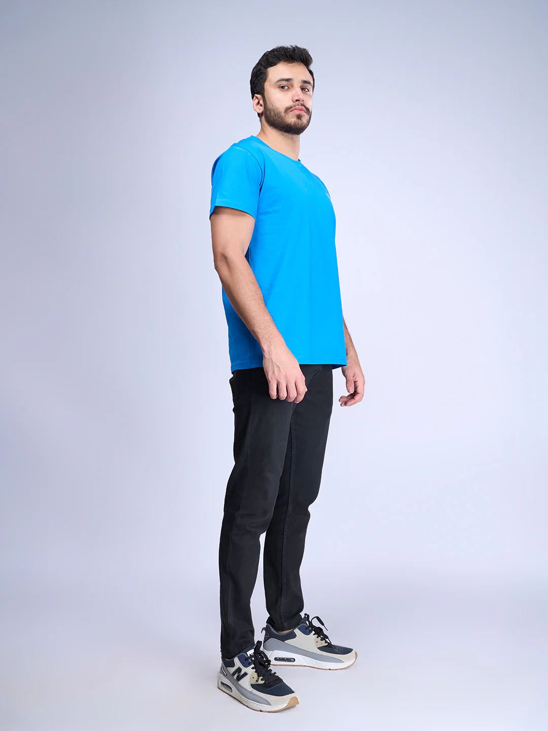100% Cotton Crew Neck Tee Blue - Image 4