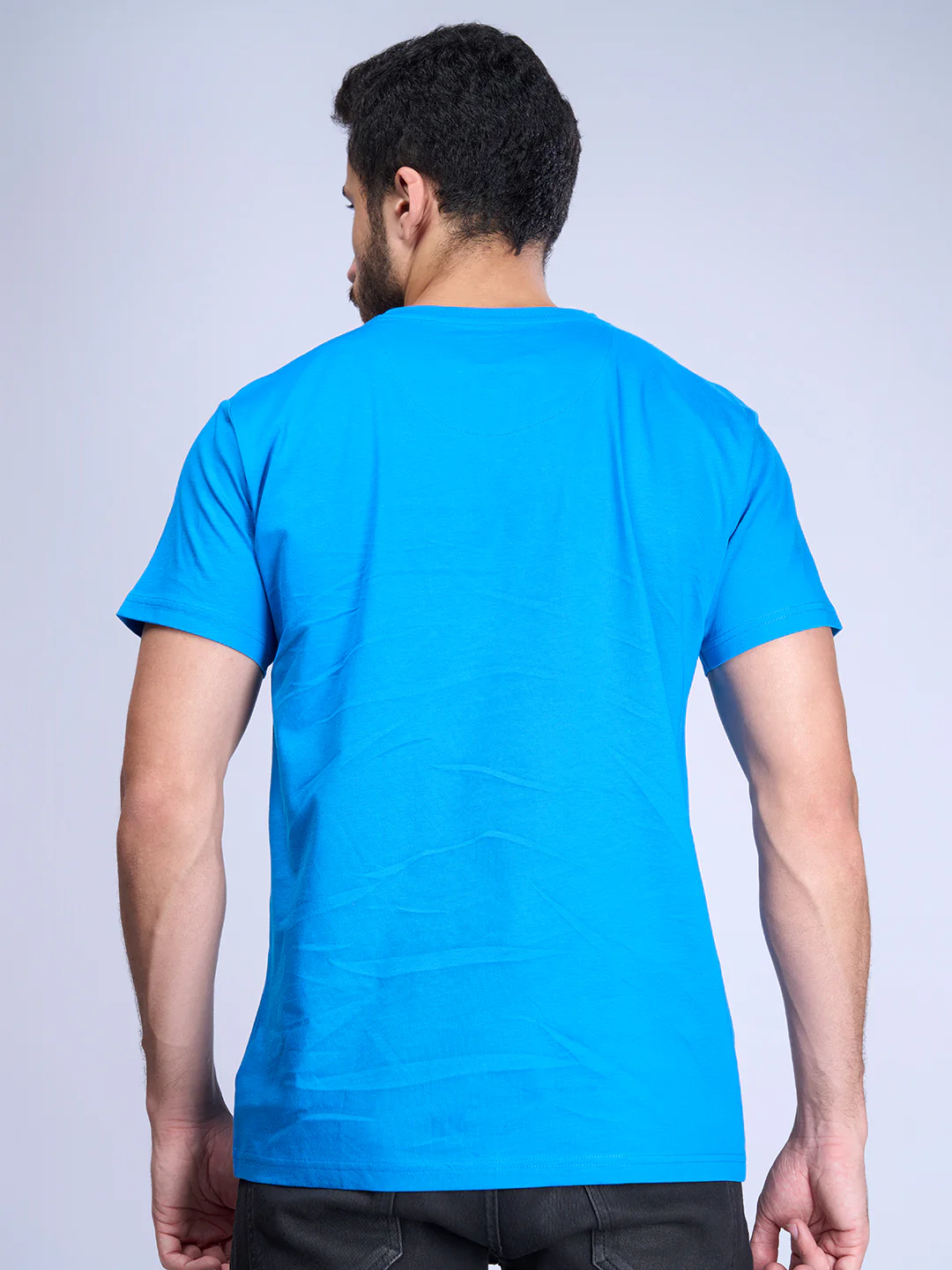 100% Cotton Crew Neck Tee Blue - Image 5