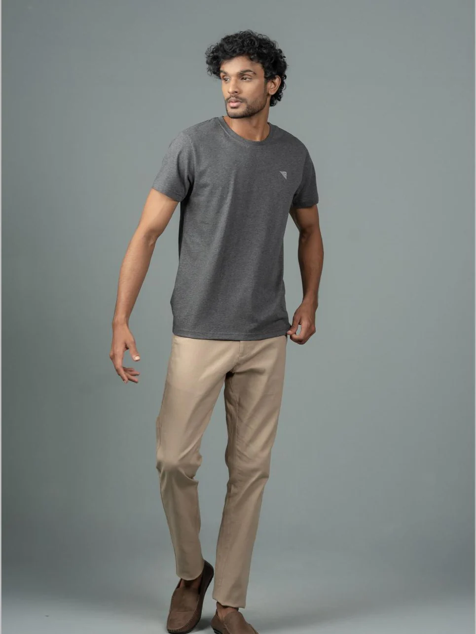 100% Cotton Crew Neck Tee Charcoal - Image 2