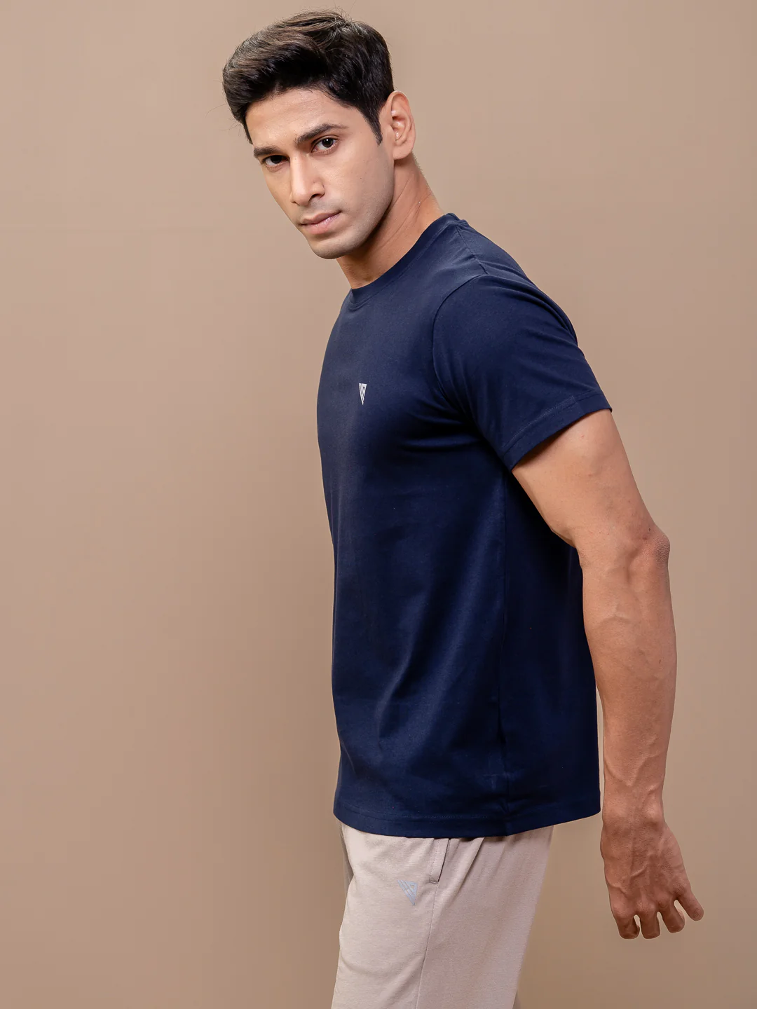 100% Cotton Crew Neck Tee Navy - Image 3