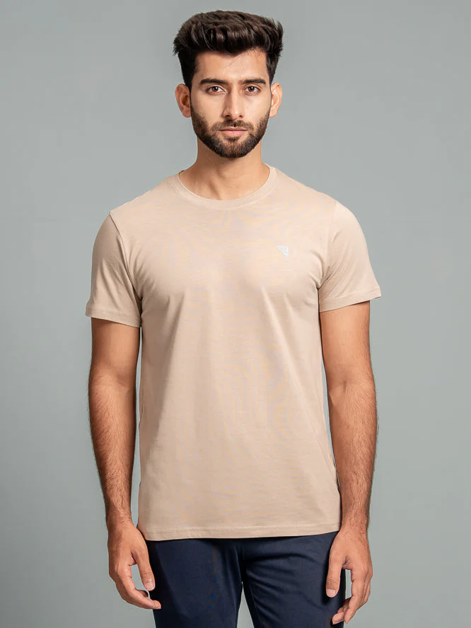 100% Cotton Crew Neck Tee Royal Beige