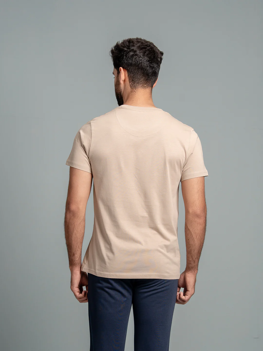 100% Cotton Crew Neck Tee Royal Beige - Image 4