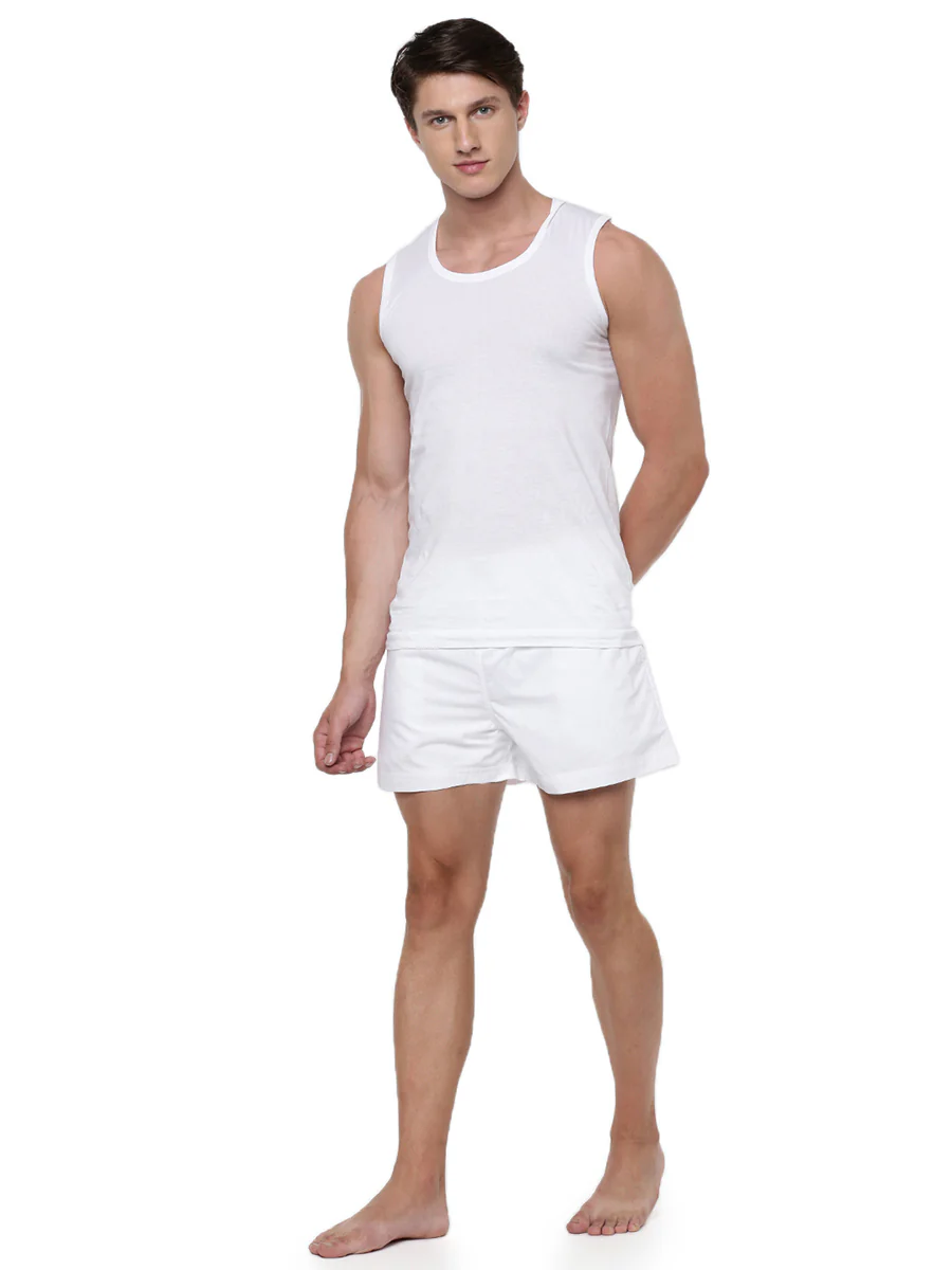 100% Cotton Dhoti Wear 2 in 1 White Shorts French Draw - Image 2