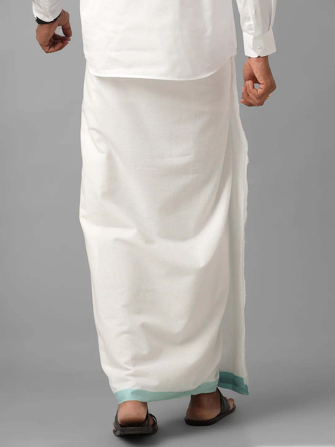 100% Cotton Double Dhoti White Success Spl SS02 - Image 4