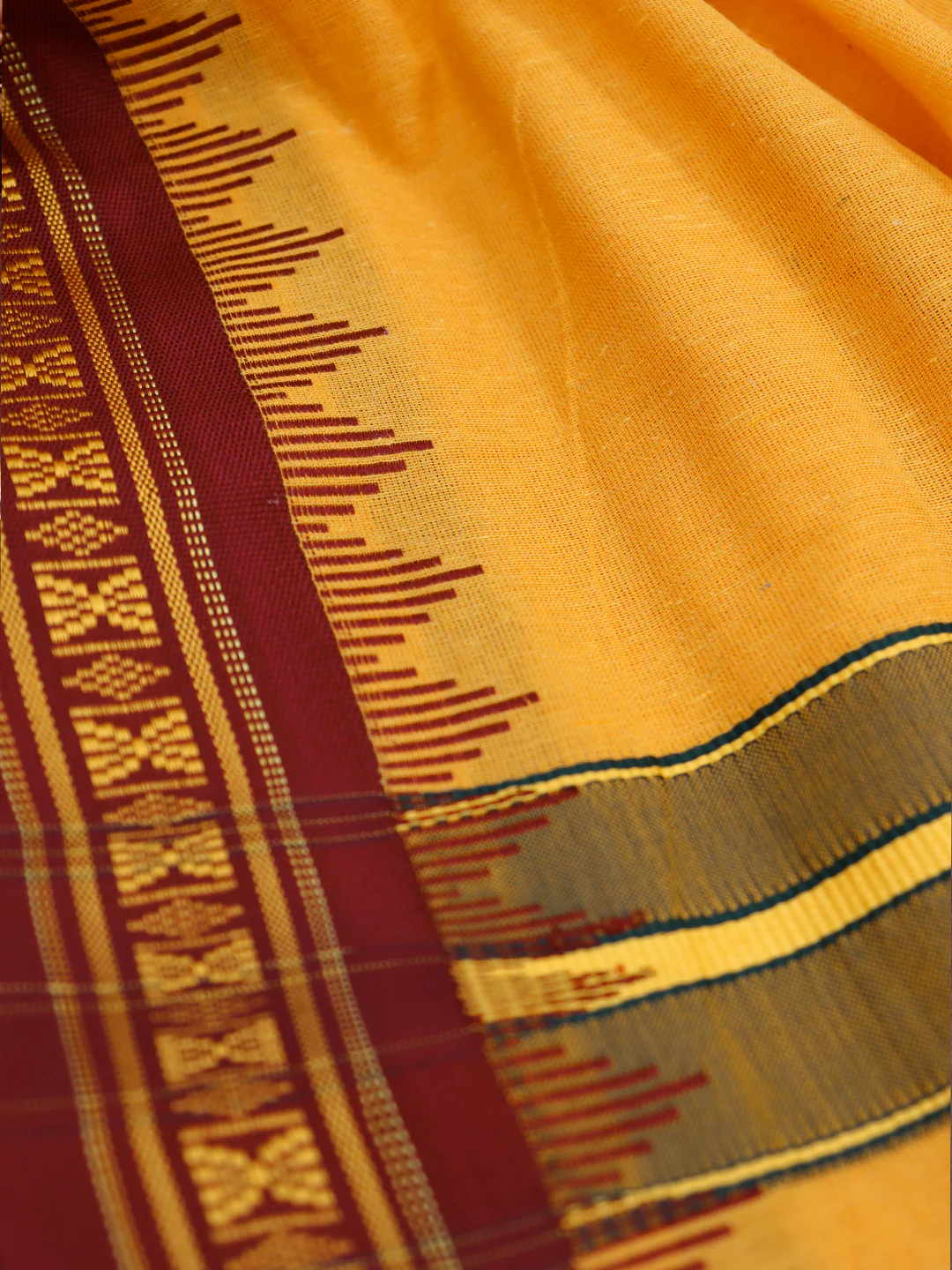 100% Cotton Fancy Border Panchakacham with Angavasthram Mango (9+5) - Image 4