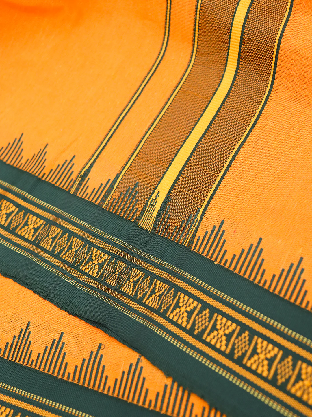 100% Cotton Fancy Border Panchakacham with Angavasthram Mango (9+5) - Image 5