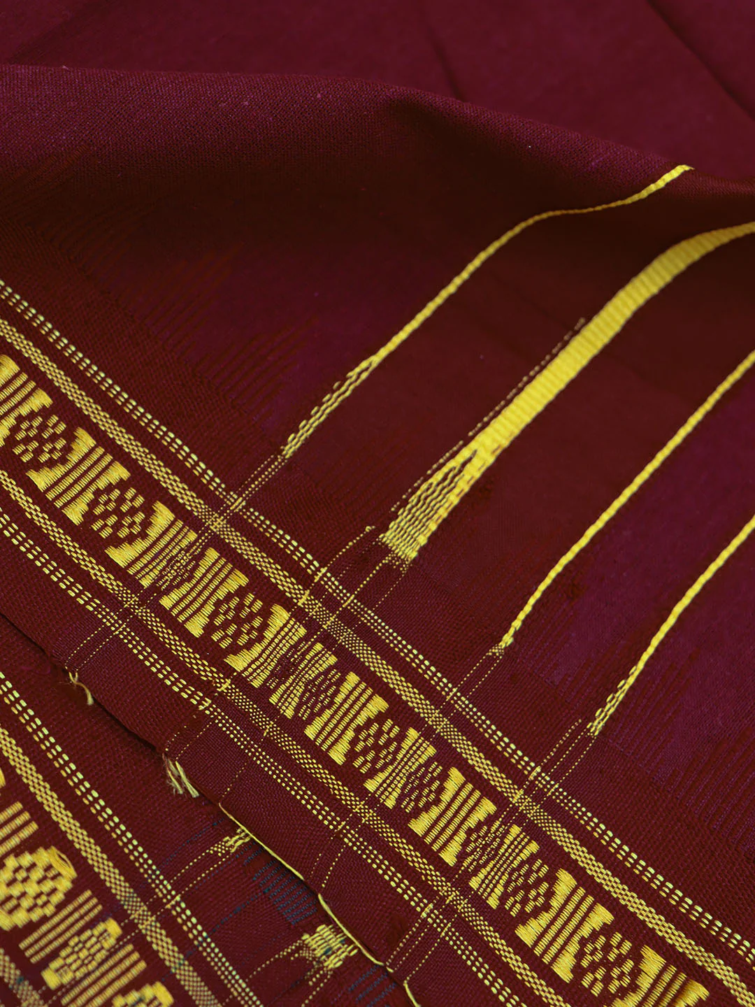 100% Cotton Fancy Border Panchakacham with Angavasthram Maroon(9+5) - Image 4