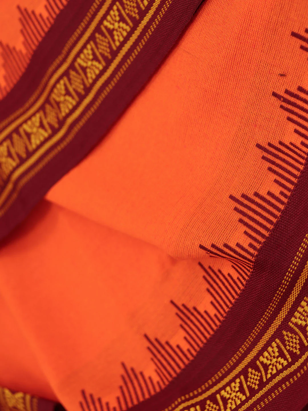 100% Cotton Fancy Border Panchakacham with Angavasthram Orange(9+5) - Image 5