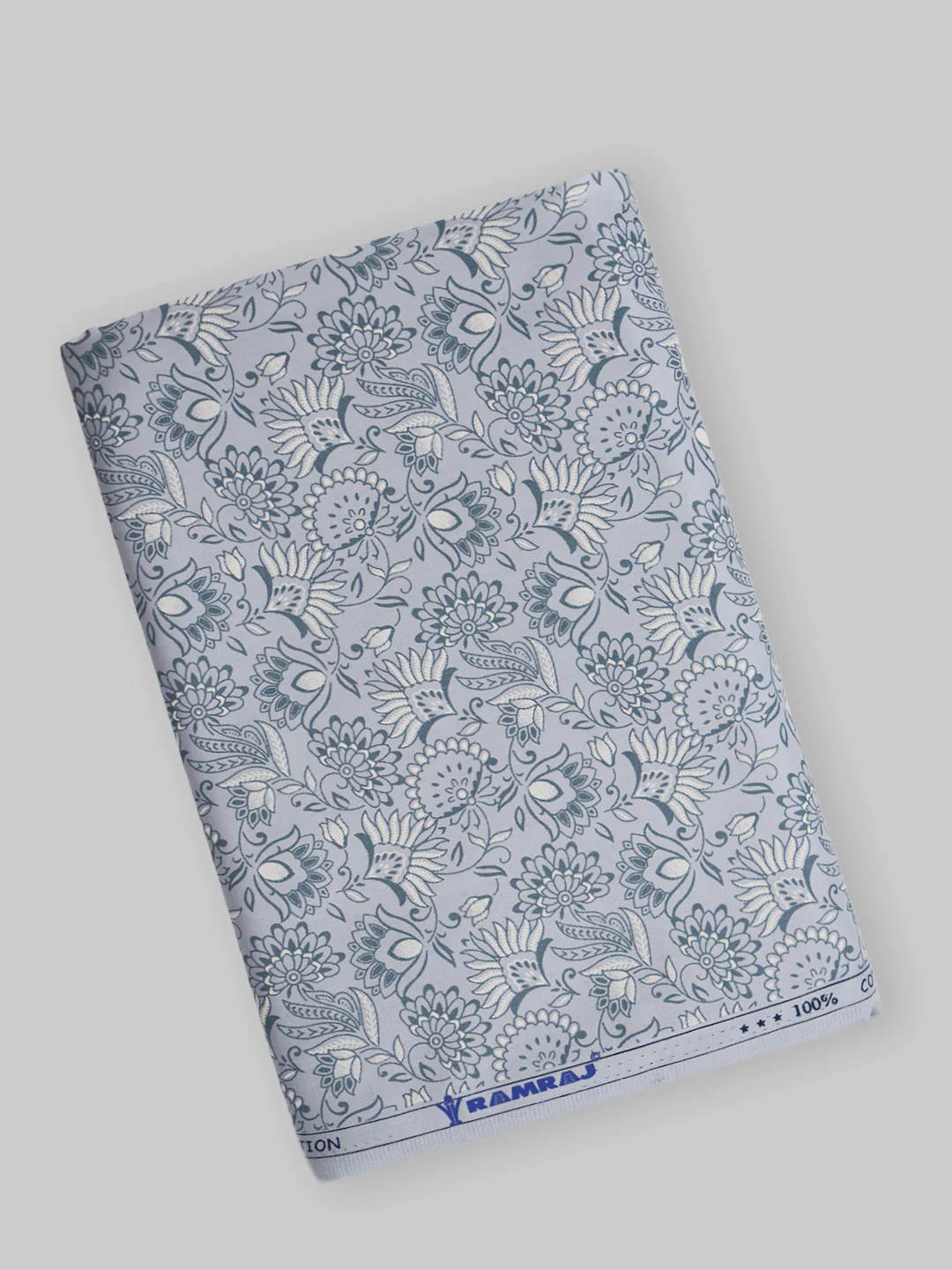 100% Cotton Greyish blue Printed Shirt Fabric Oslo