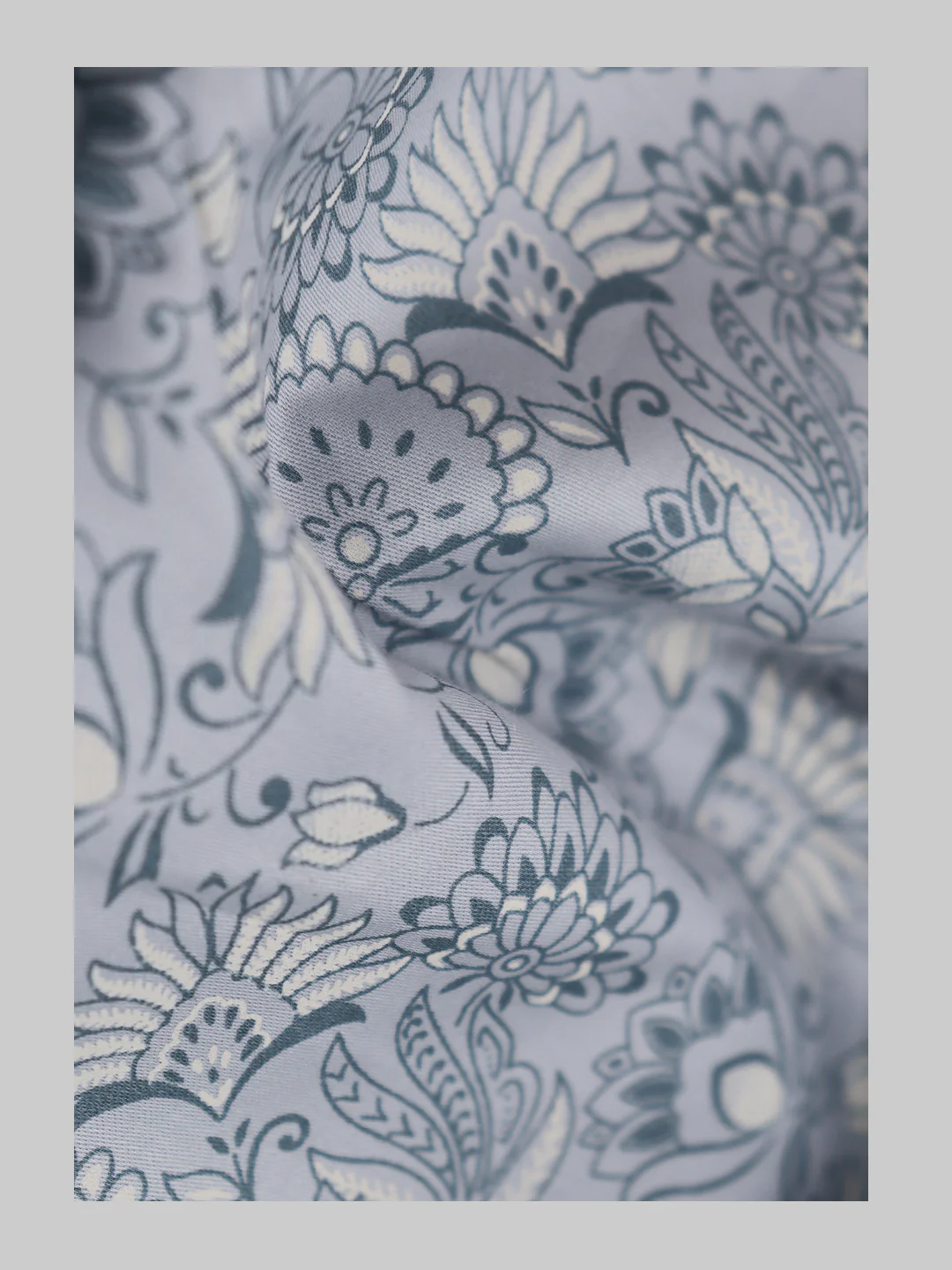 100% Cotton Greyish blue Printed Shirt Fabric Oslo - Image 3