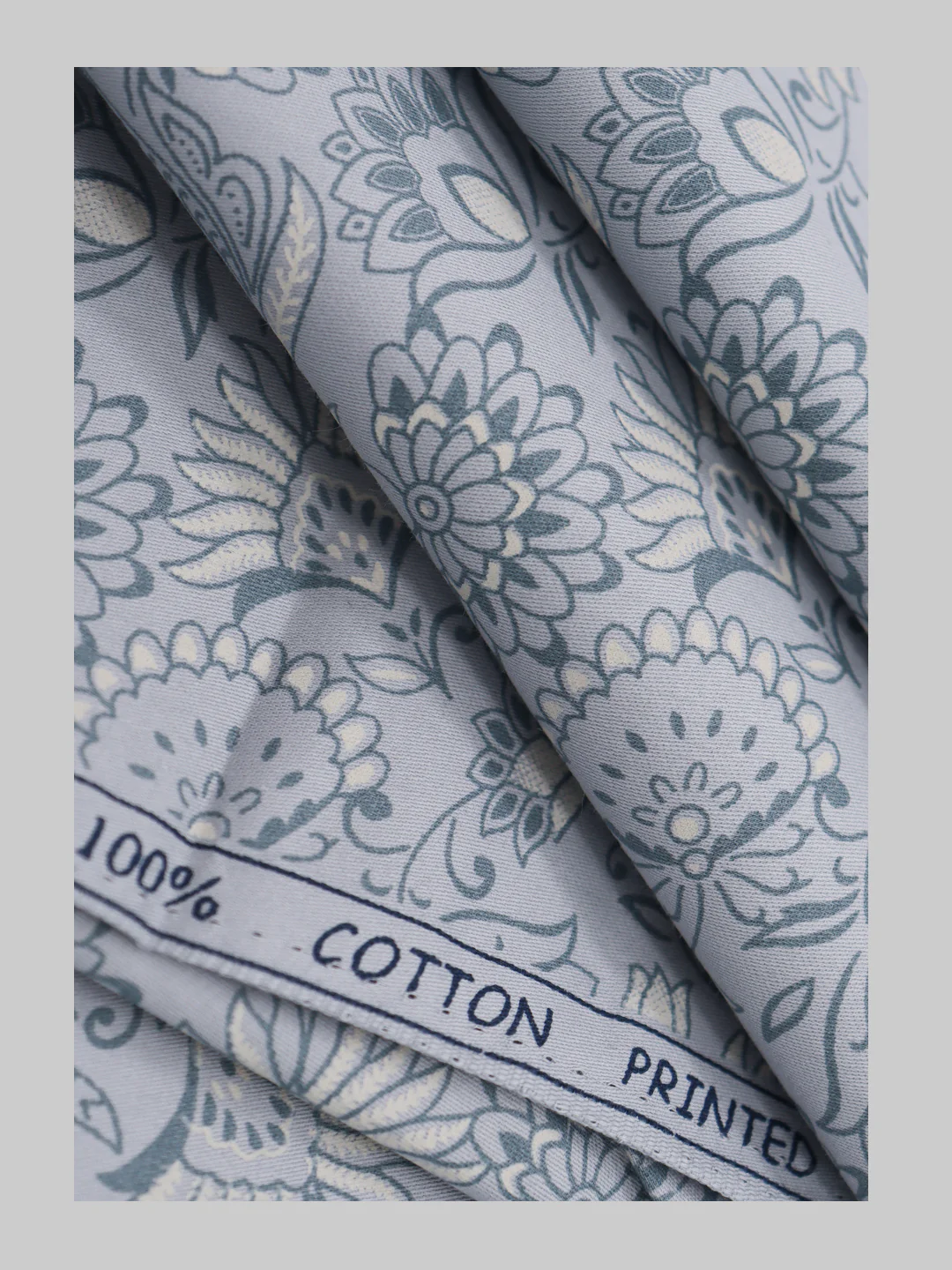 100% Cotton Greyish blue Printed Shirt Fabric Oslo - Image 4