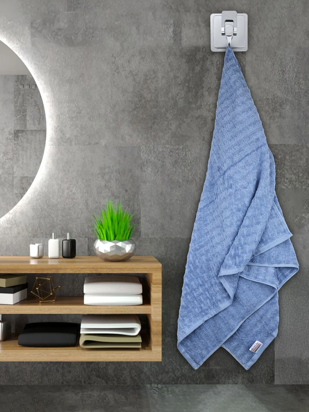 Luxury Terry Low Twist  Bath Towel  Blue - Image 2