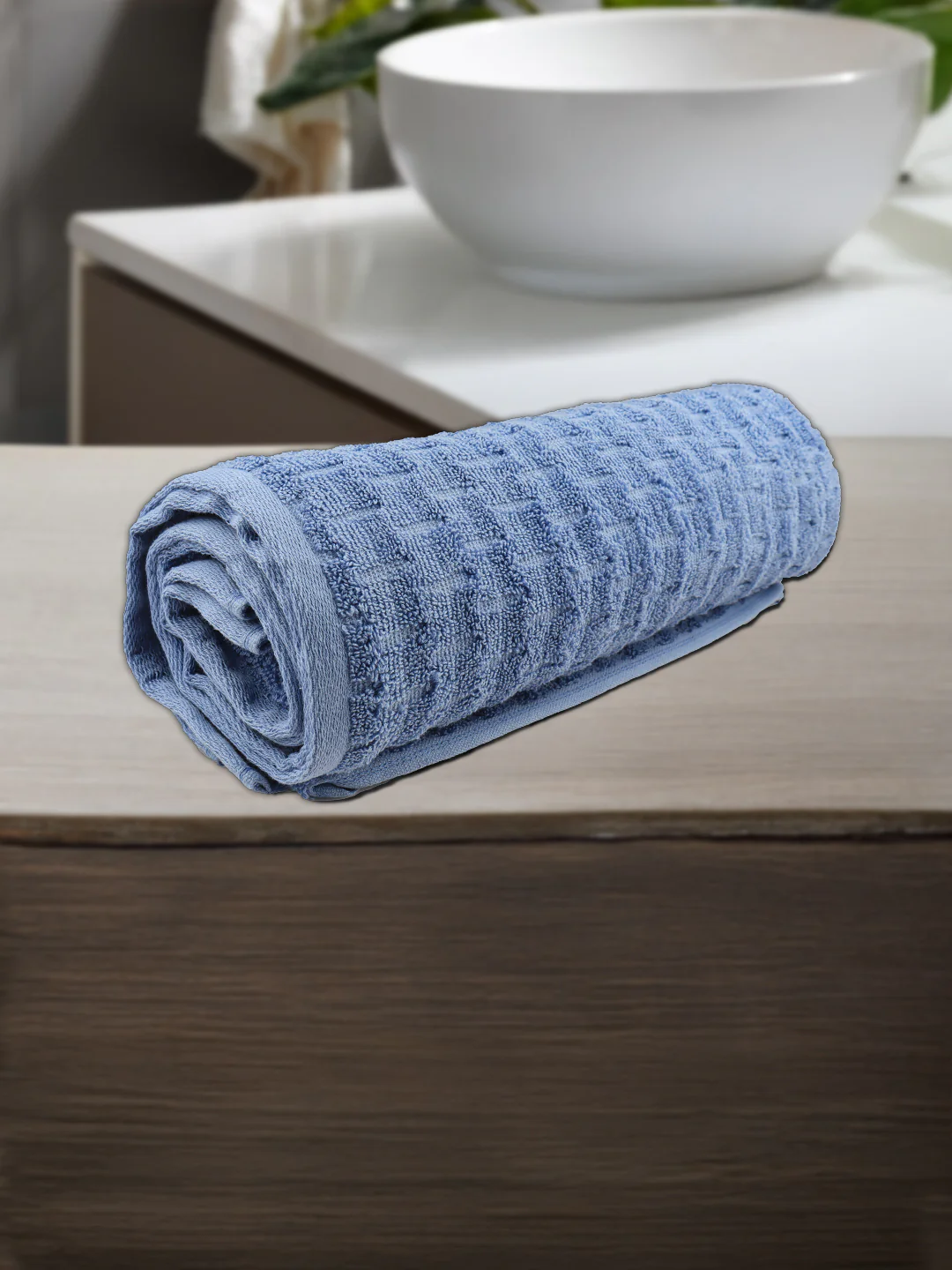 Luxury Terry Low Twist  Bath Towel  Blue - Image 3