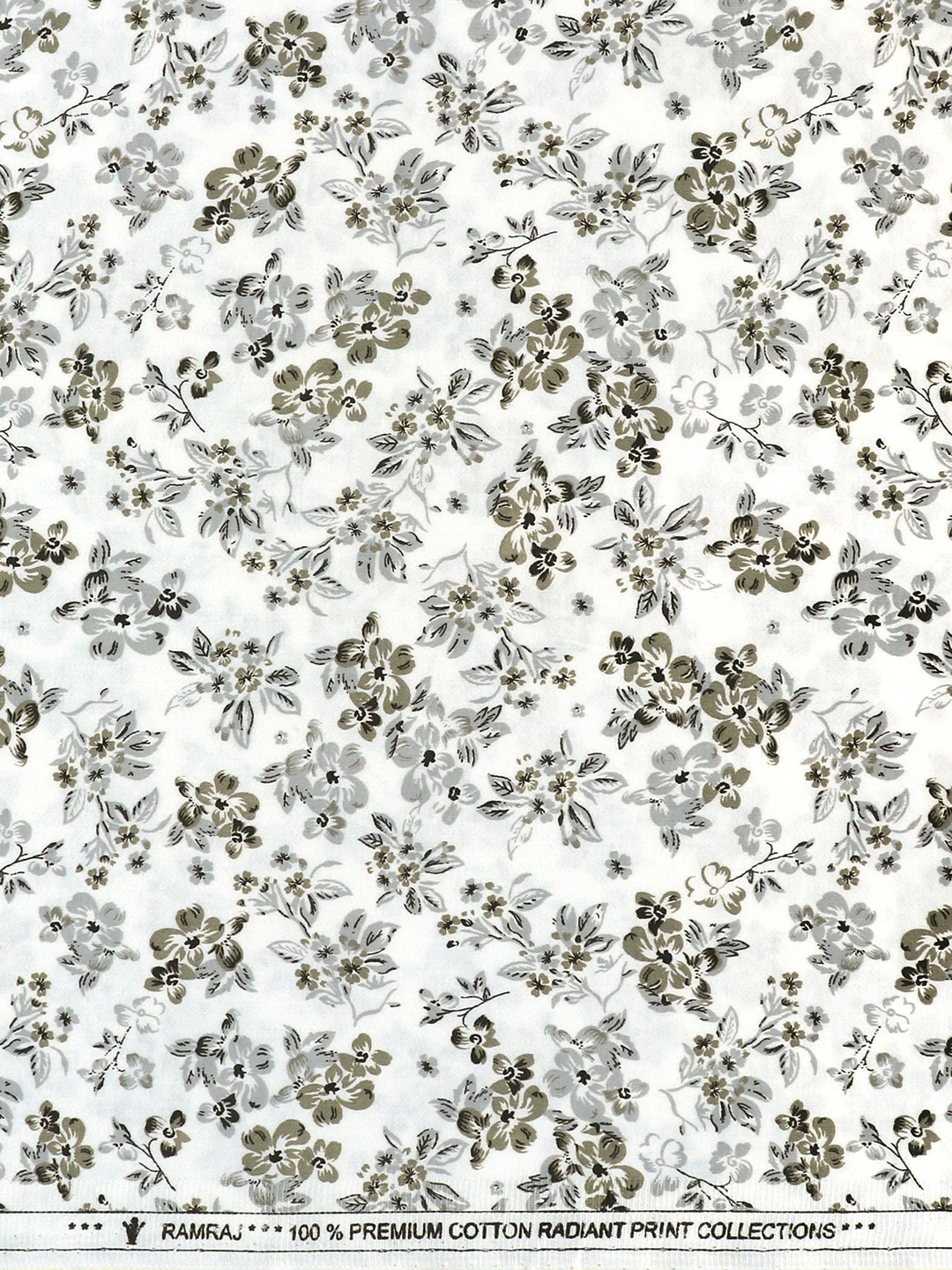 100% Cotton Printed Shirt Fabric Cream with Green Oslo Print - Image 2