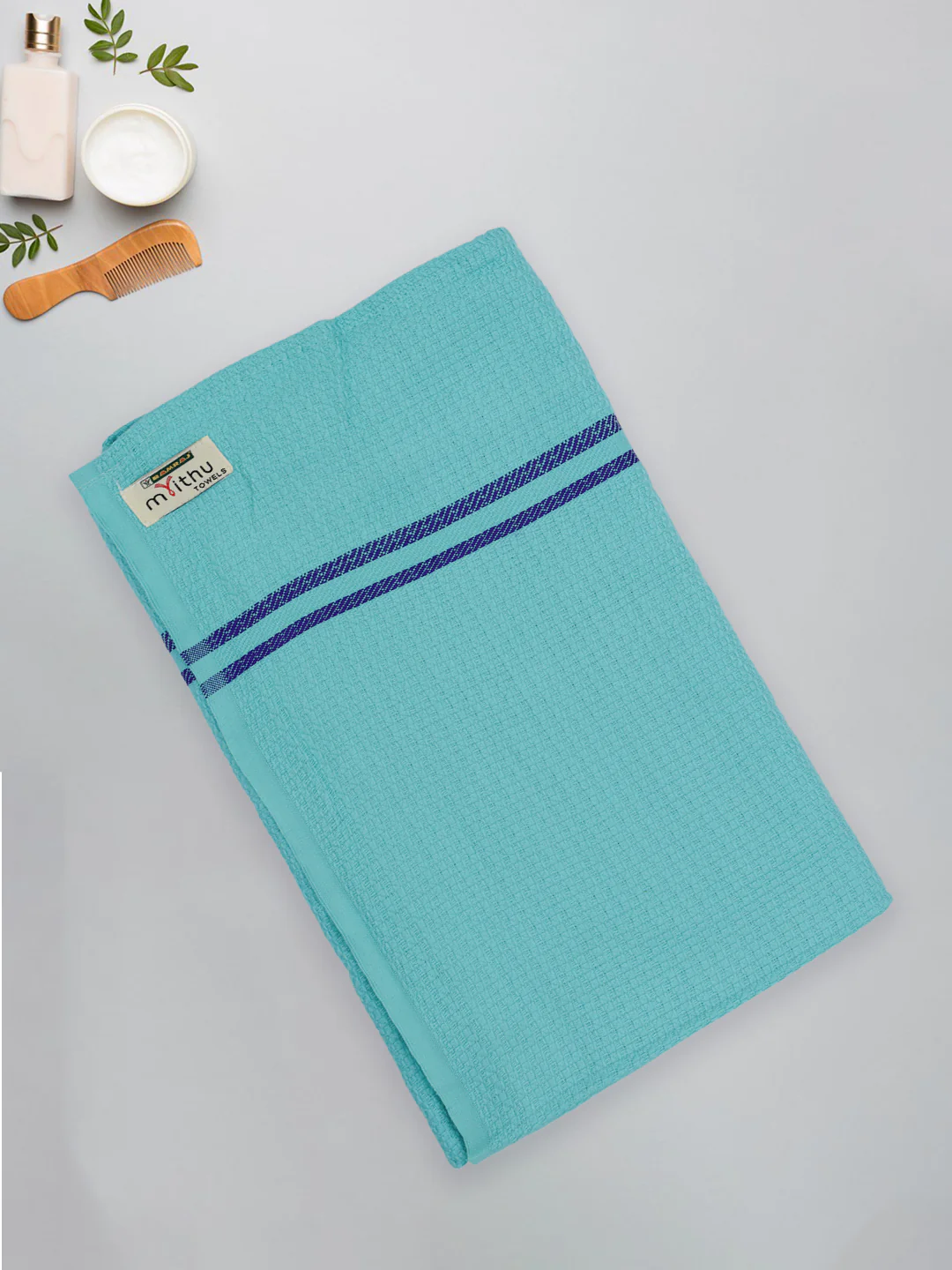 100% Cotton Self Designed Bath Towel Blue Magnus MCS04