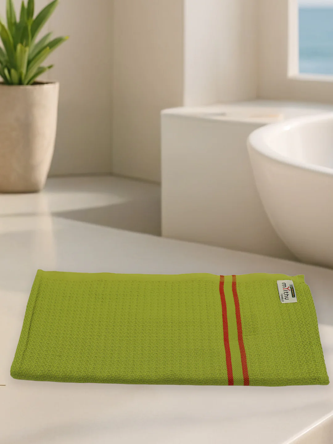 100% Cotton Self Designed Bath Towel Green Magnus MCS01 - Image 5